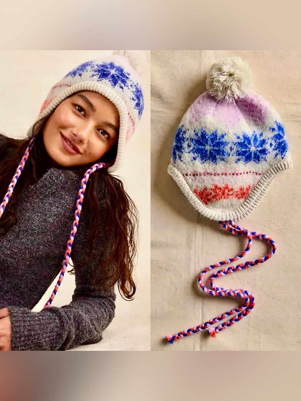 Free People Hat Winter Whimsy Multicolor Snow Hat - New